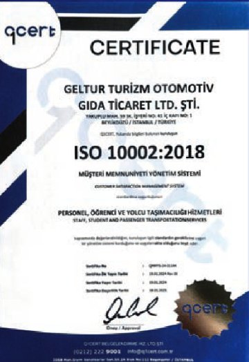 ISO 10002:2018 Müşteri Memnuniyeti Yönetim Sistemi sertifikası