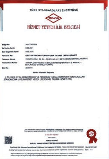 TSE Hizmet Yeterlilik Belgesi